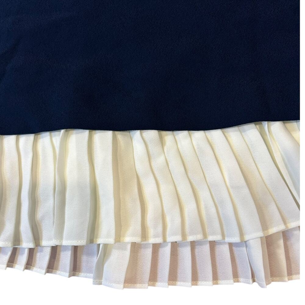 NWT NANETTE LEPORE Navy Cream Sleeveless Lace Collar Babydoll Shift Twee Dress 8 - Picture 5 of 10